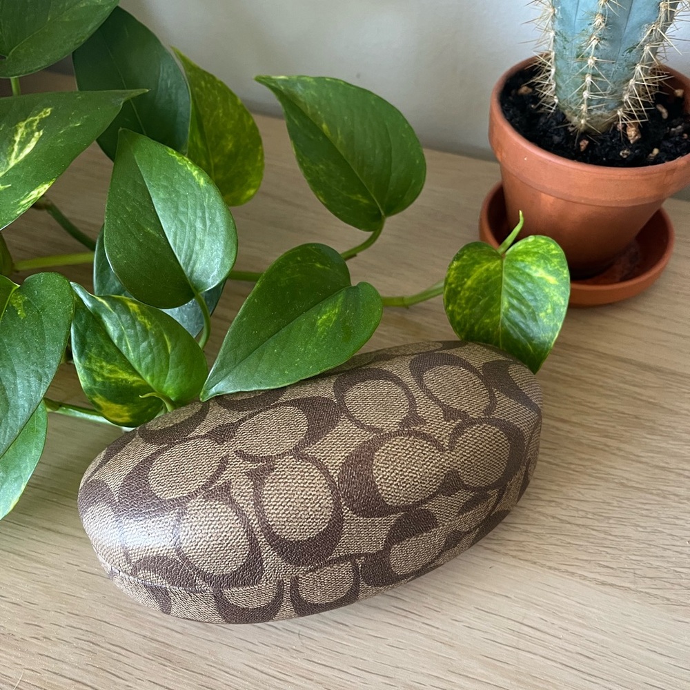 Coach Brown Patterned Eyeglass and Case
